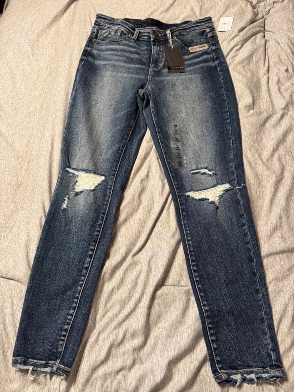Buckle Distressed Medium Blue Skinny Jeans